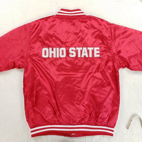 NWT Ohio State Buckeyes Satin Varsity Bomber Jacket Fits Mens Small To Medium - Picture 3 of 12